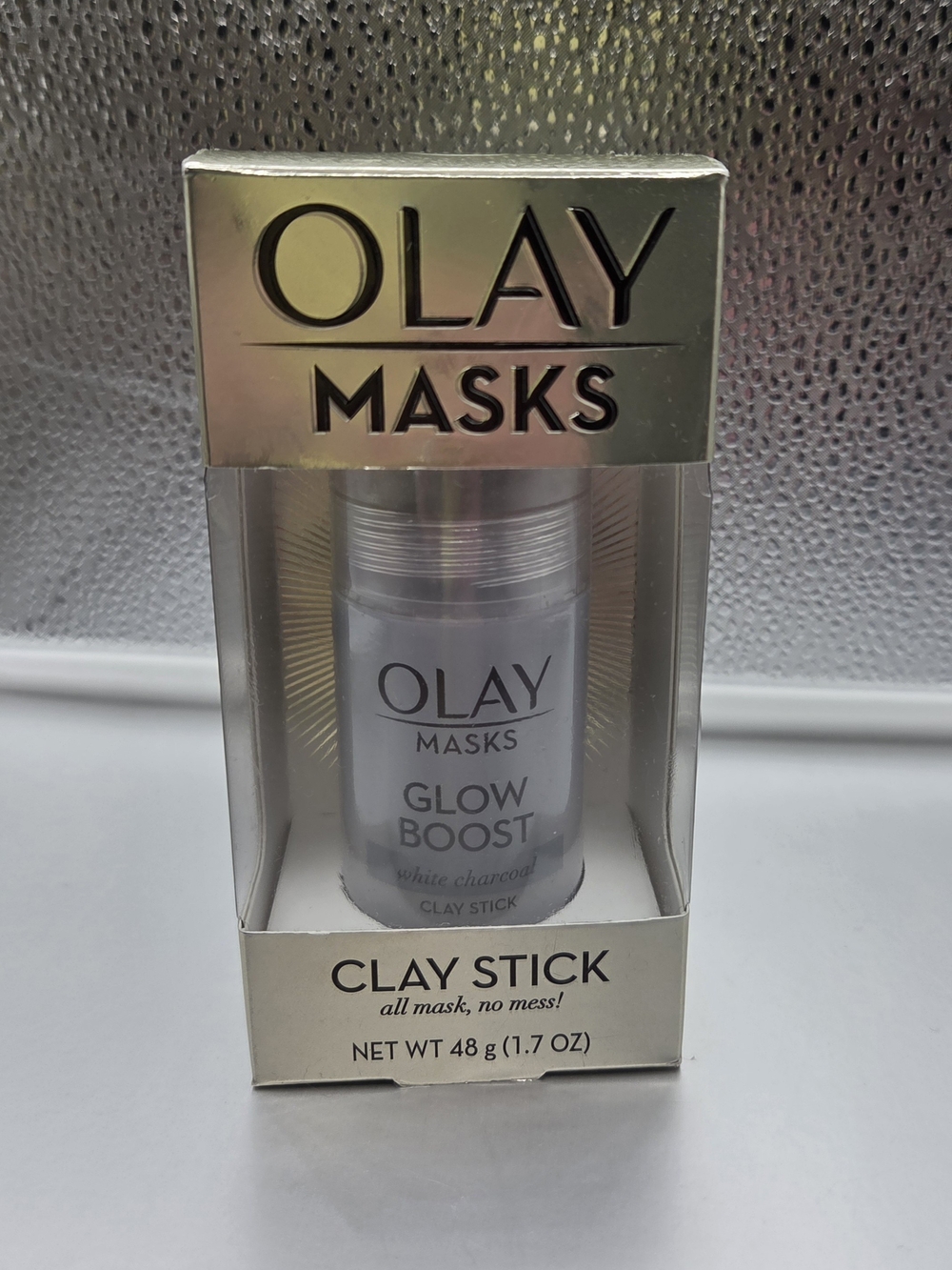 OLAY Glow Boost Clay Stick - White and Silver Packaging